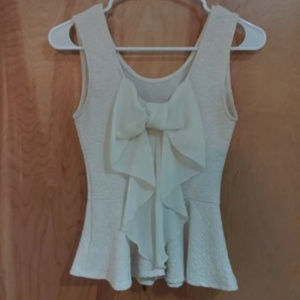 Cream Glitter Gold Peplum Top